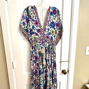 NWT R. Vivimos bohemian low cut flowing floral summer dress size 16/18